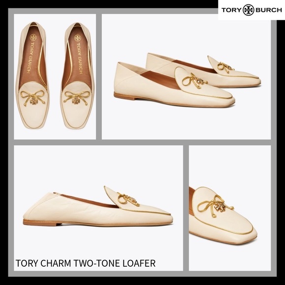 Tory Burch Shoes - Tory Burch Cream Loafers with Gold Charm